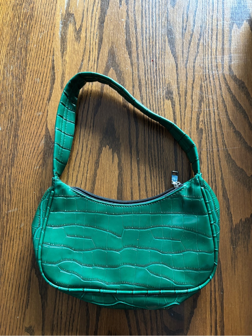 2 for $10- Y2K Green Embossed Faux-Croc Small Shoulder Bag - Women